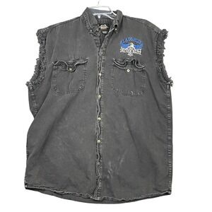 Biker Design Laughlin River Run 2012 Shirt Mens XL Black Sleeveless Denim Vest